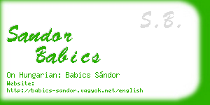 sandor babics business card