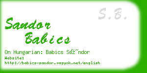 sandor babics business card